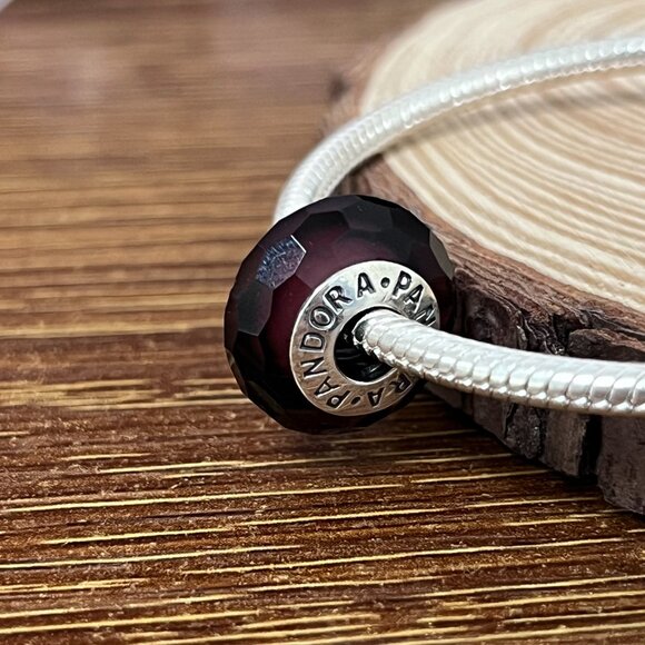 Murano Glass Red Fascination Faceted s Bead Charm - Picture 5 of 5